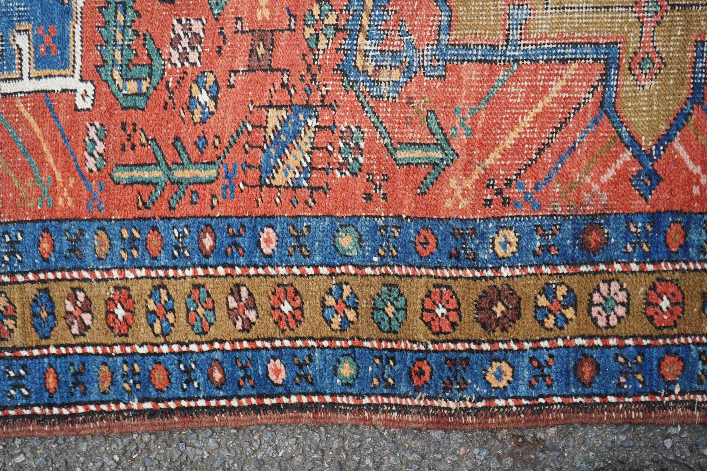 An early 20th century Caucasian brick red ground runner